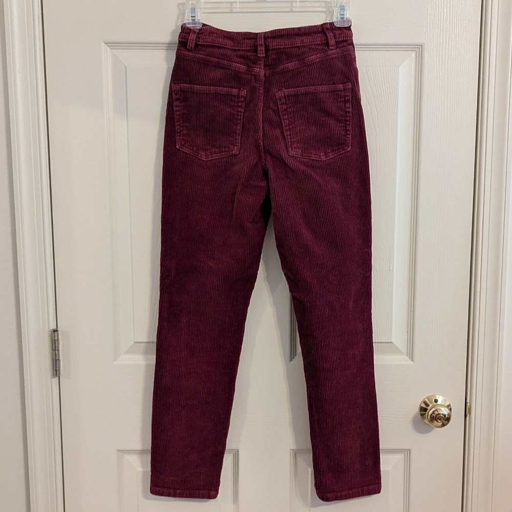 Monki Burgundy Corduroy Pants Us Size 2/Eu Size 34 View 3
